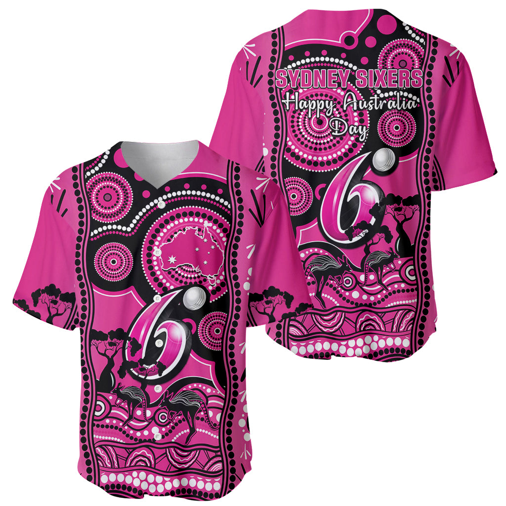 Sydney Sixers Cricket Baseball Jersey Happy Australia Day Aboriginal Art - Vibe Hoodie Shop