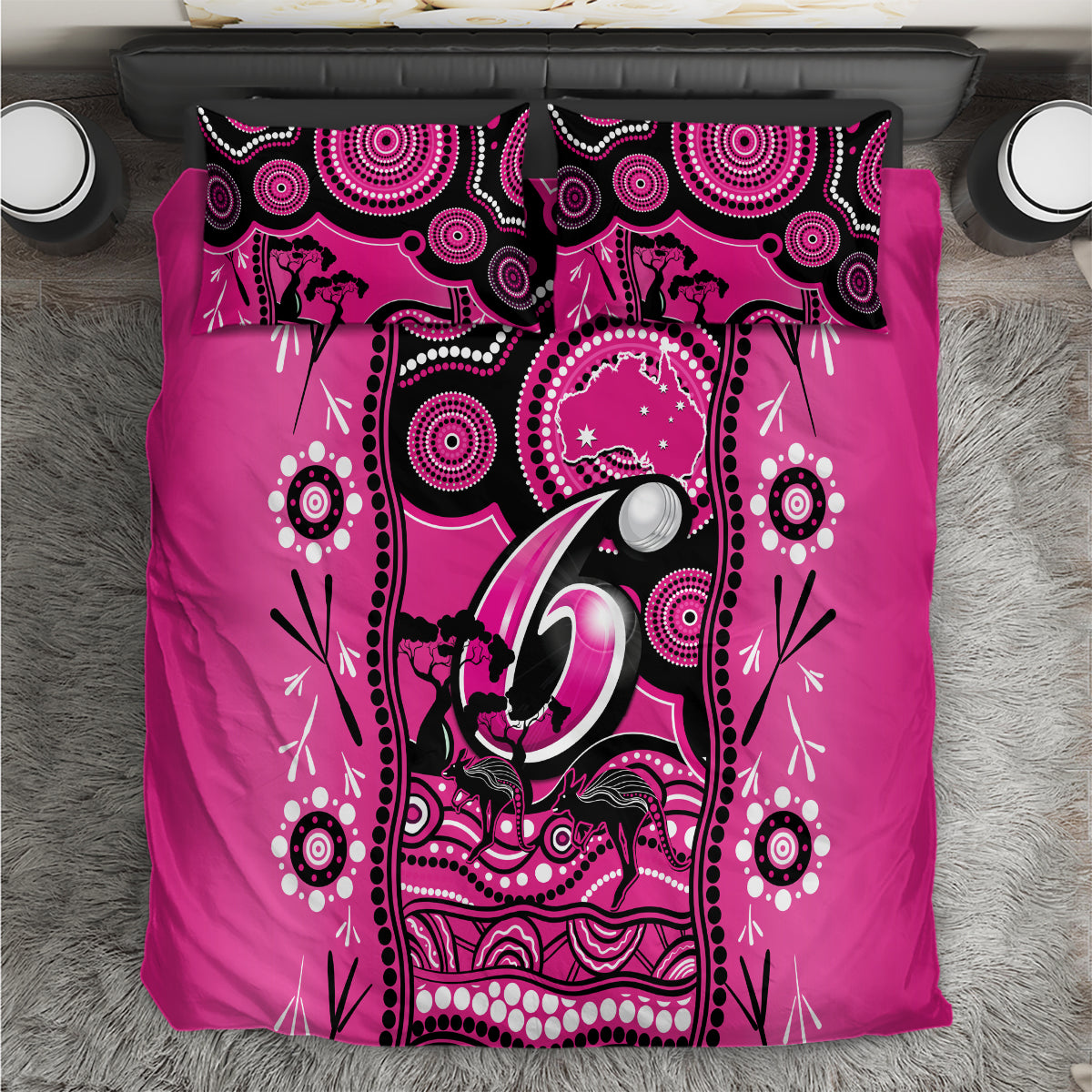 Sydney Sixers Cricket Bedding Set Happy Australia Day Aboriginal Art - Vibe Hoodie Shop