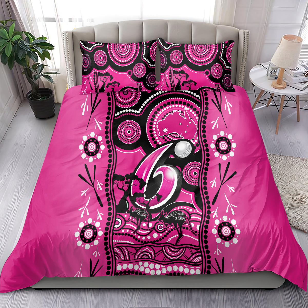 Sydney Sixers Cricket Bedding Set Happy Australia Day Aboriginal Art - Vibe Hoodie Shop