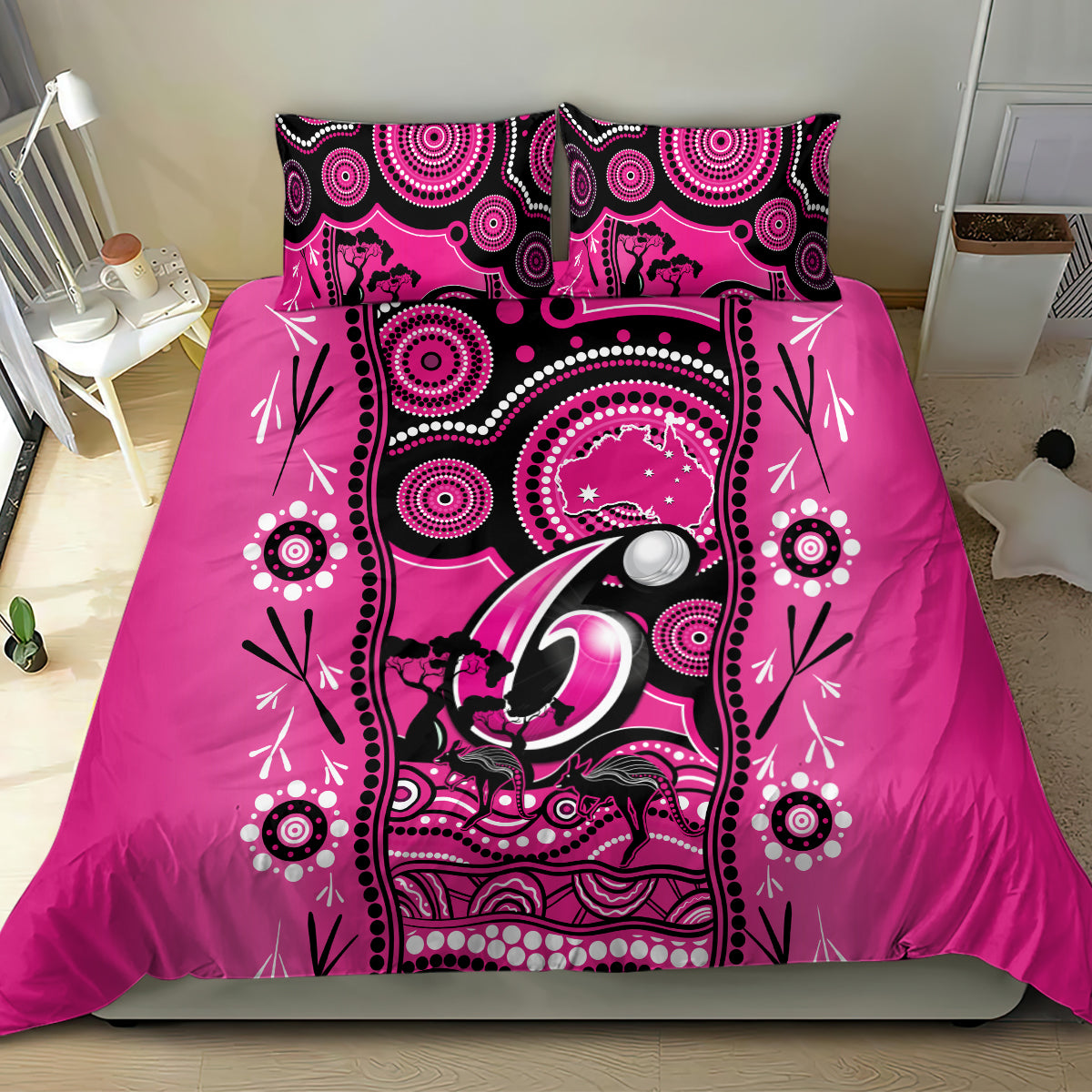 Sydney Sixers Cricket Bedding Set Happy Australia Day Aboriginal Art - Vibe Hoodie Shop