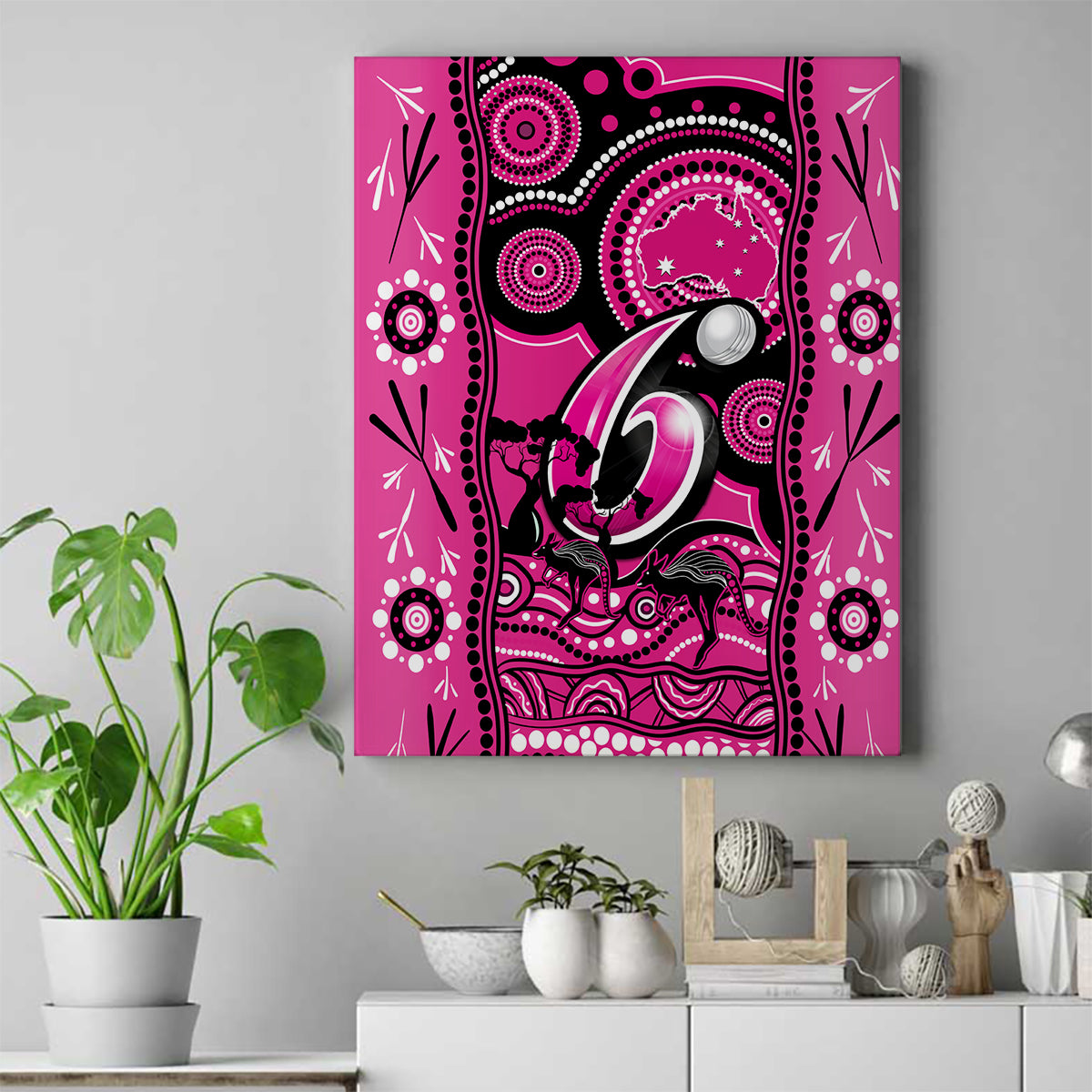 sydney-sixers-cricket-canvas-wall-art-happy-australia-day-aboriginal-art