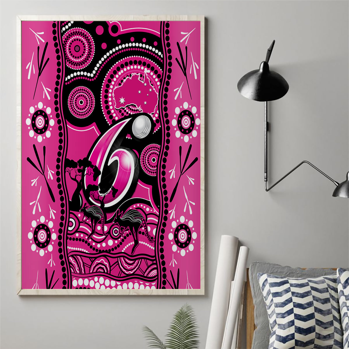 sydney-sixers-cricket-canvas-wall-art-happy-australia-day-aboriginal-art