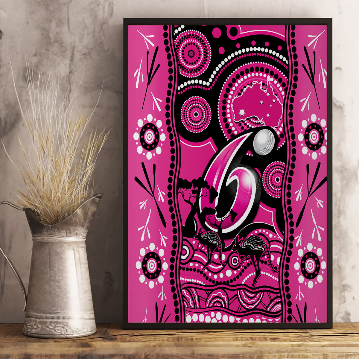 sydney-sixers-cricket-canvas-wall-art-happy-australia-day-aboriginal-art