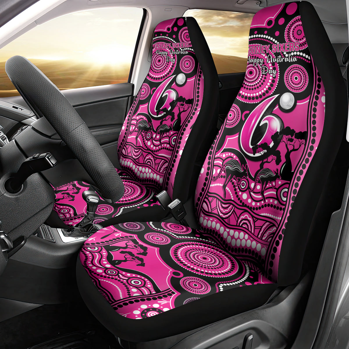 Sydney Sixers Cricket Car Seat Cover Happy Australia Day Aboriginal Art - Vibe Hoodie Shop