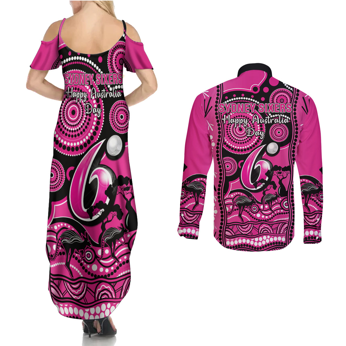 sydney-sixers-cricket-couples-matching-summer-maxi-dress-and-long-sleeve-button-shirt-happy-australia-day-aboriginal-art