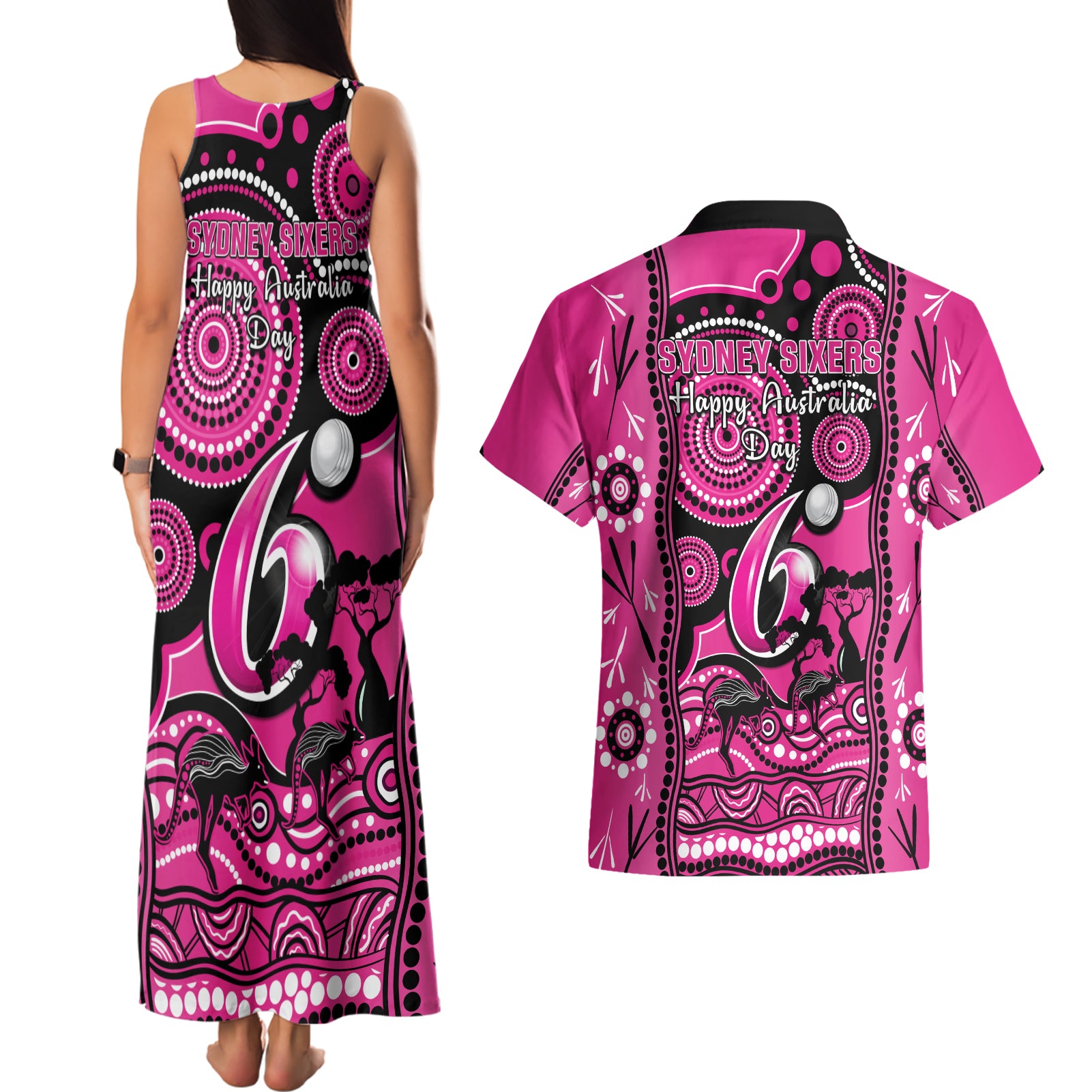 sydney-sixers-cricket-couples-matching-tank-maxi-dress-and-hawaiian-shirt-happy-australia-day-aboriginal-art