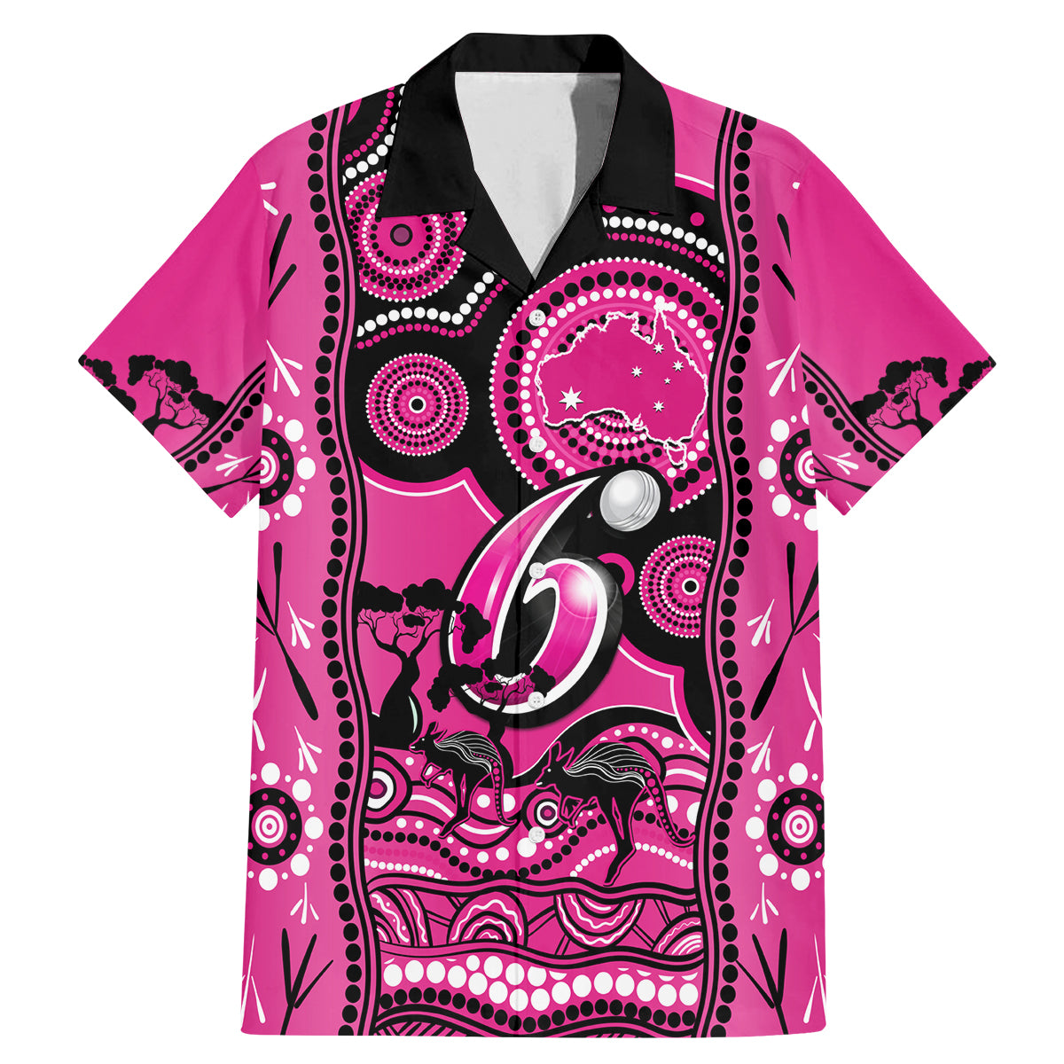 sydney-sixers-cricket-family-matching-mermaid-dress-and-hawaiian-shirt-happy-australia-day-aboriginal-art