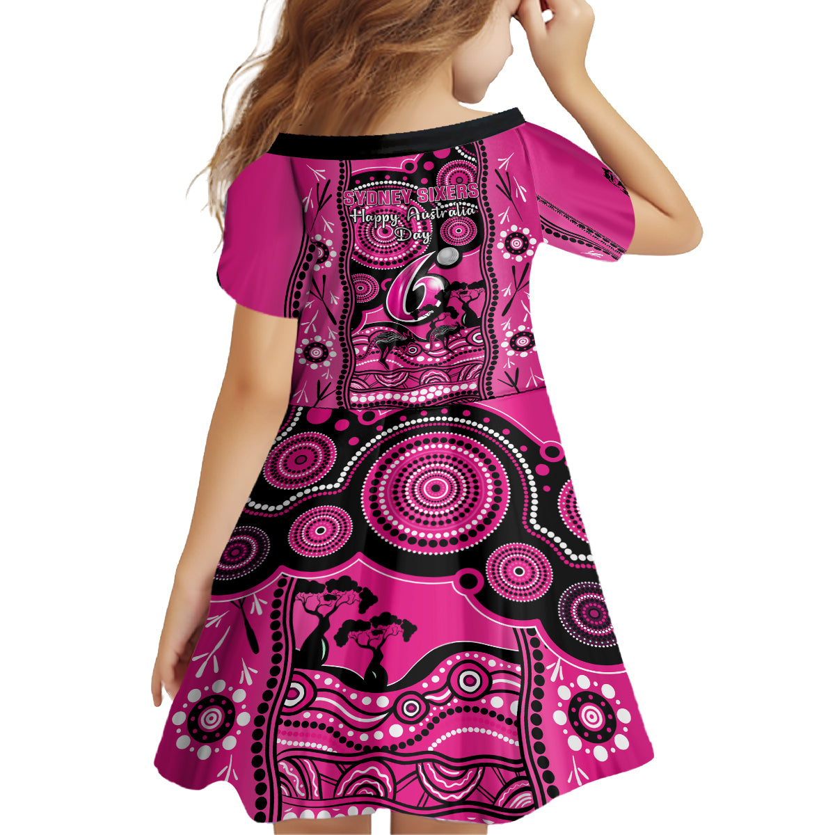 sydney-sixers-cricket-family-matching-off-shoulder-long-sleeve-dress-and-hawaiian-shirt-happy-australia-day-aboriginal-art