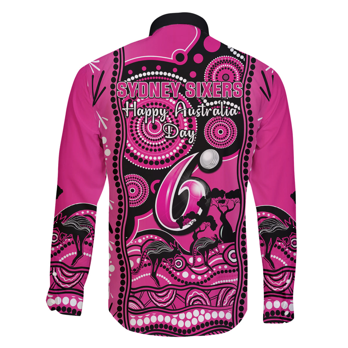 sydney-sixers-cricket-family-matching-off-shoulder-long-sleeve-dress-and-hawaiian-shirt-happy-australia-day-aboriginal-art