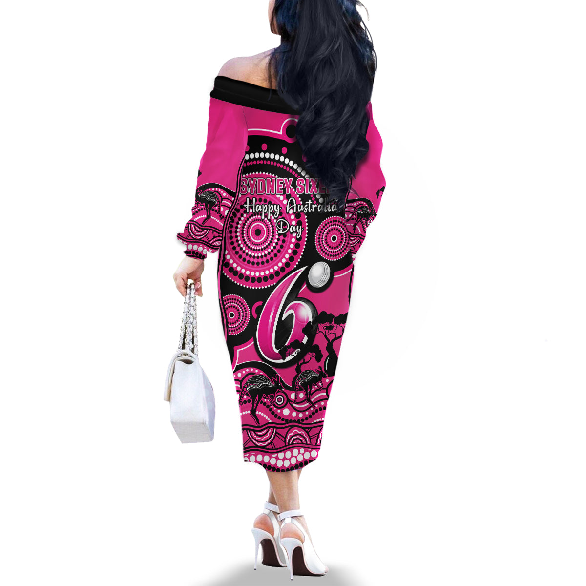 sydney-sixers-cricket-family-matching-off-shoulder-long-sleeve-dress-and-hawaiian-shirt-happy-australia-day-aboriginal-art