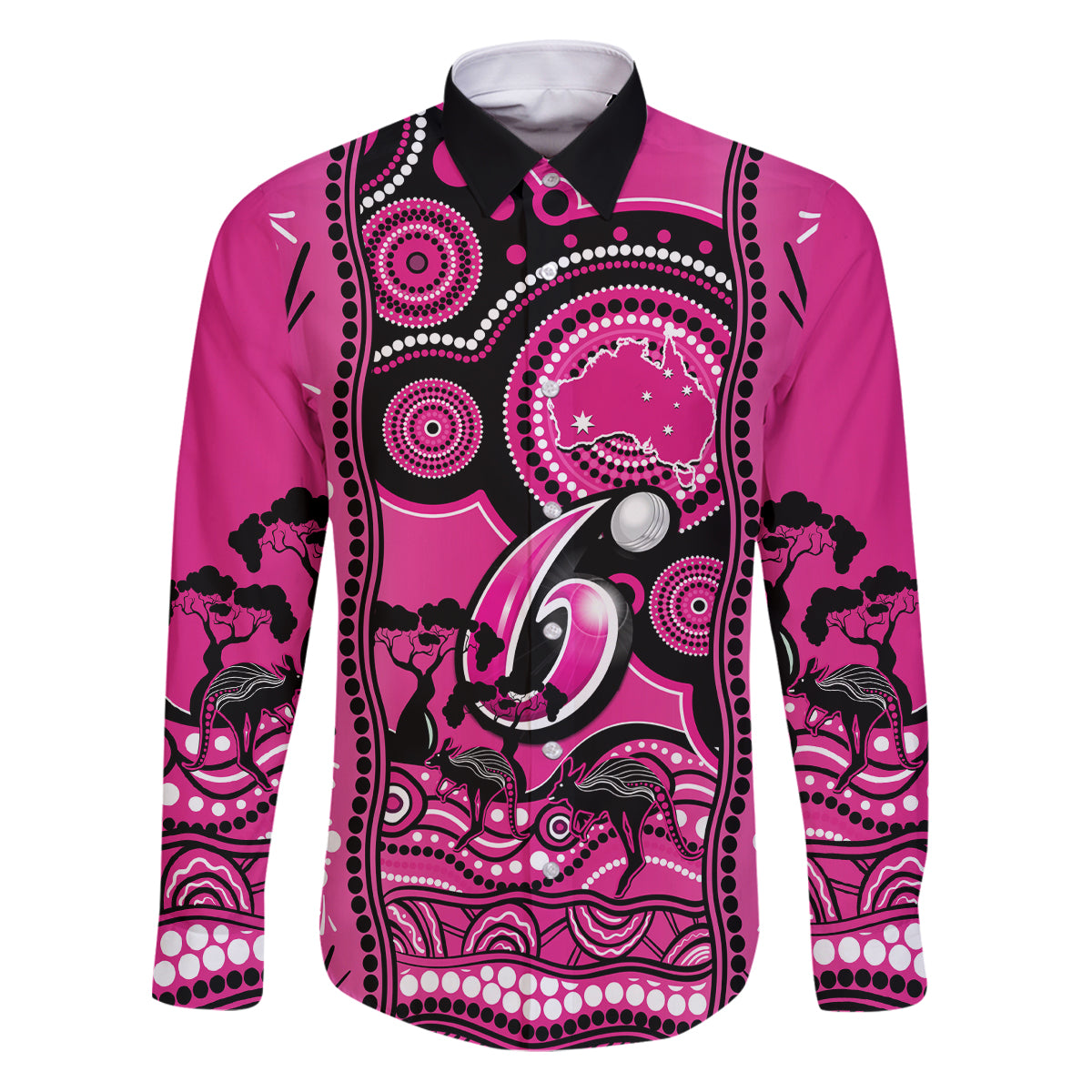 sydney-sixers-cricket-family-matching-puletasi-dress-and-hawaiian-shirt-happy-australia-day-aboriginal-art