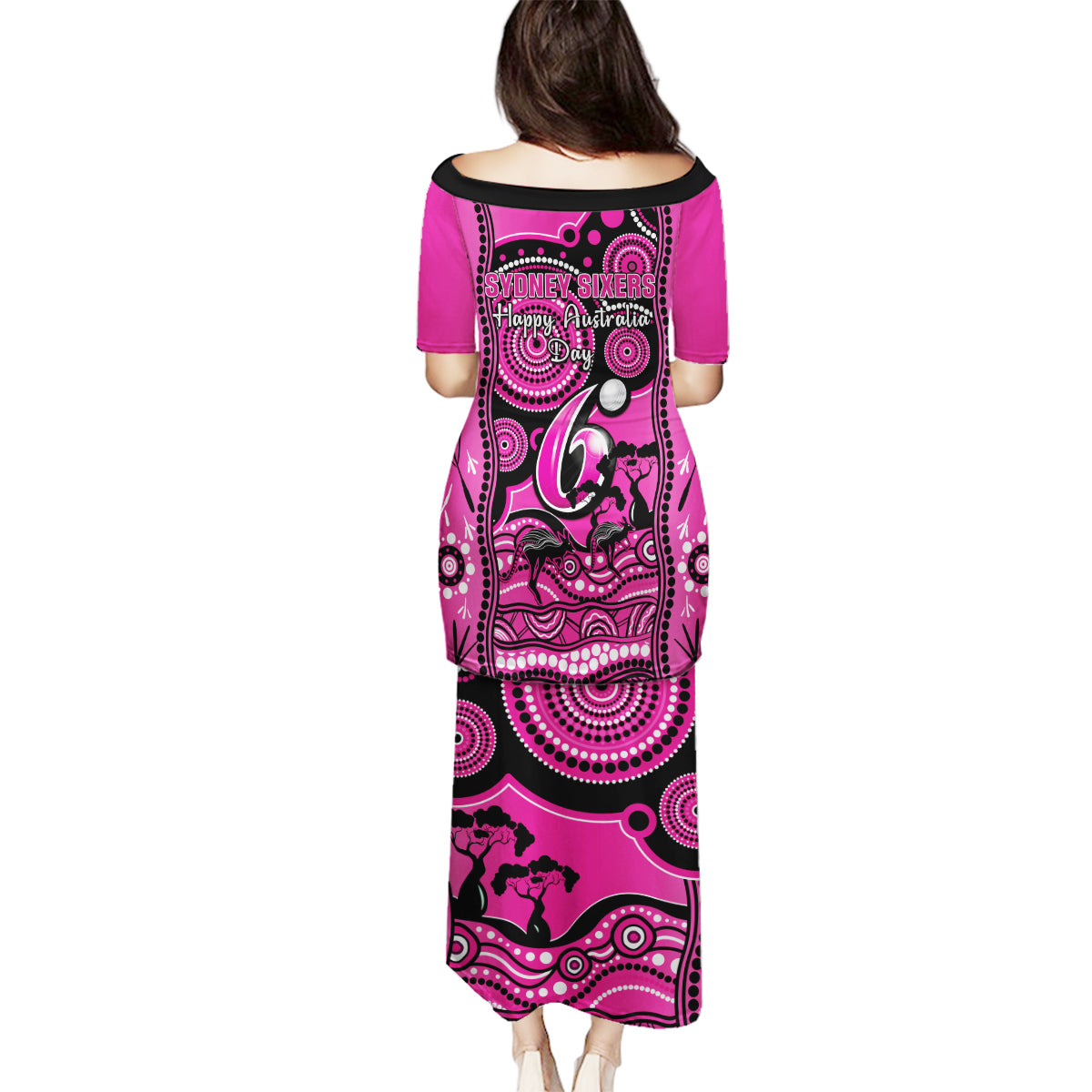 sydney-sixers-cricket-family-matching-puletasi-dress-and-hawaiian-shirt-happy-australia-day-aboriginal-art