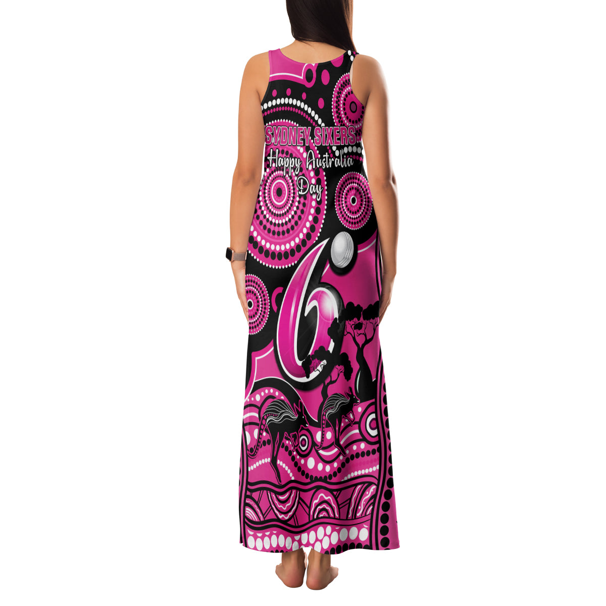 sydney-sixers-cricket-family-matching-tank-maxi-dress-and-hawaiian-shirt-happy-australia-day-aboriginal-art