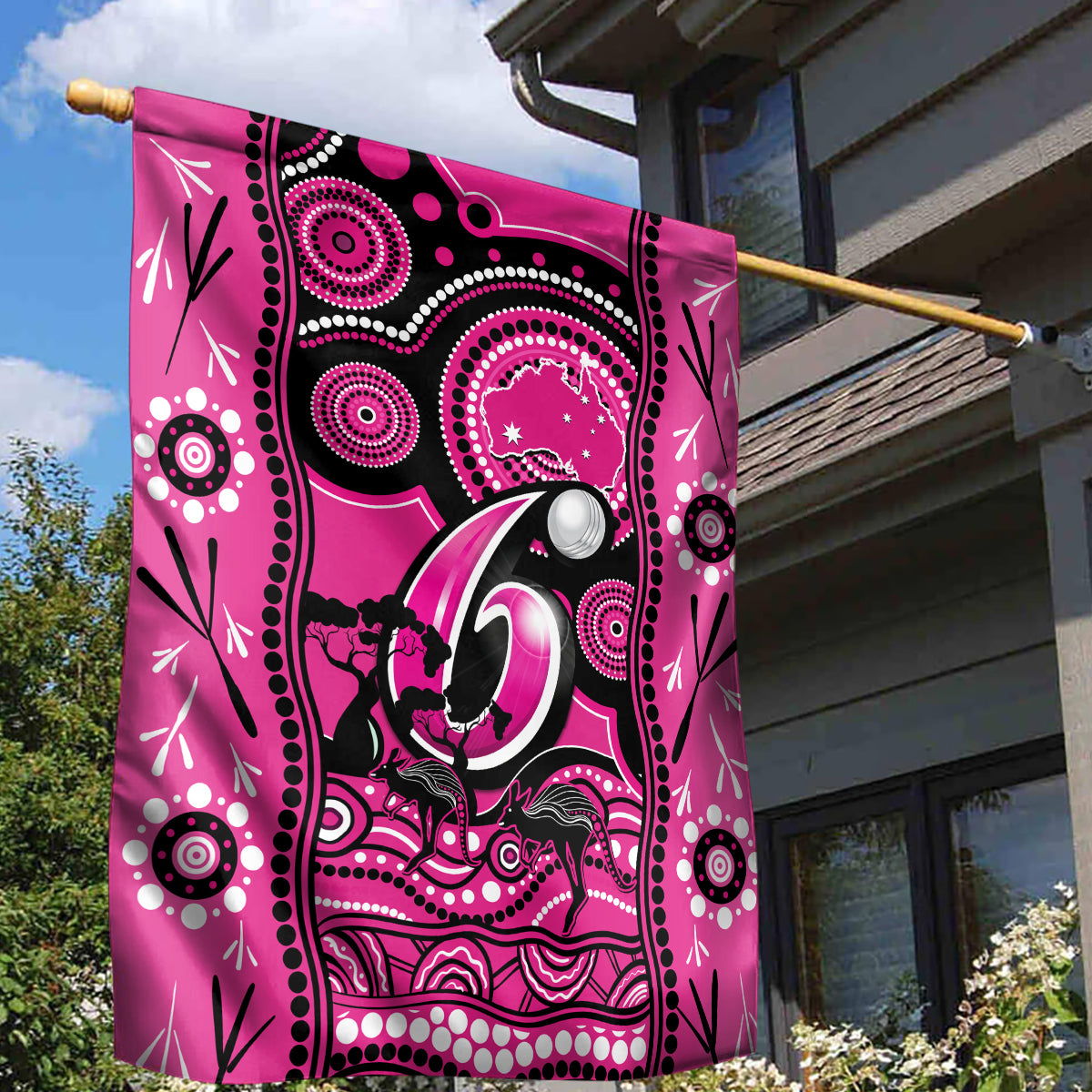 Sydney Sixers Cricket Garden Flag Happy Australia Day Aboriginal Art - Vibe Hoodie Shop