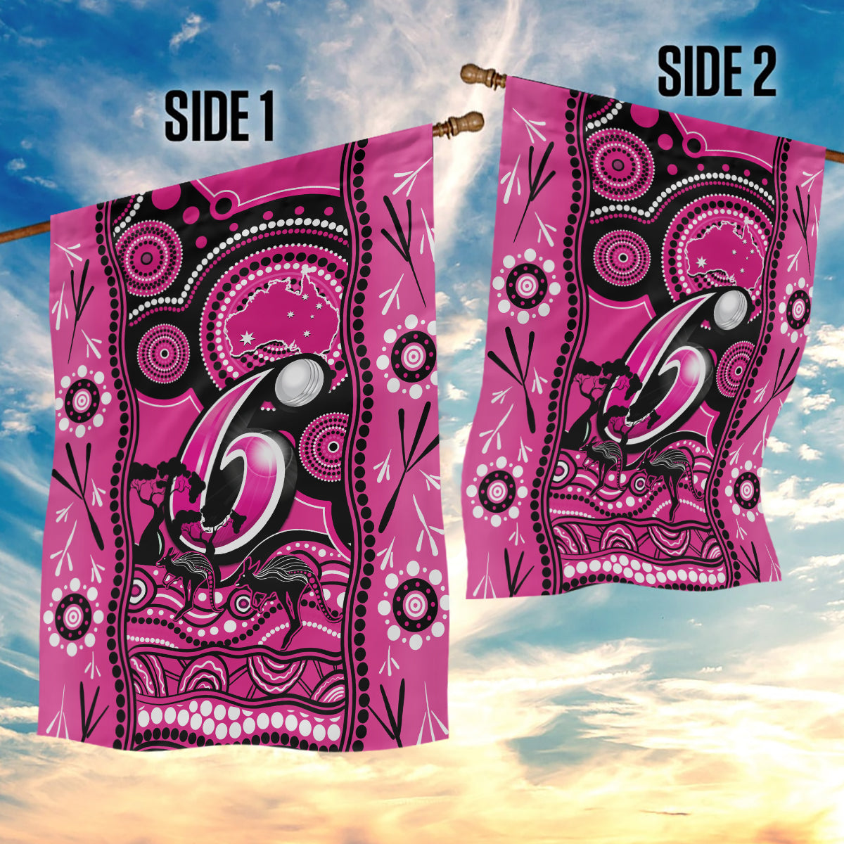 Sydney Sixers Cricket Garden Flag Happy Australia Day Aboriginal Art - Vibe Hoodie Shop