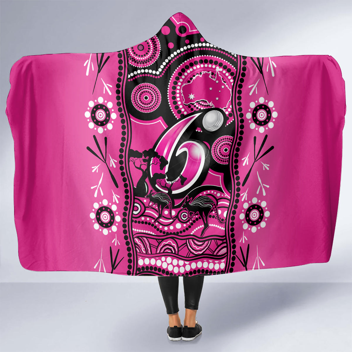 sydney-sixers-cricket-hooded-blanket-happy-australia-day-aboriginal-art