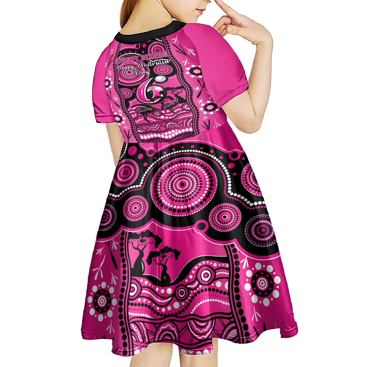 Sydney Sixers Cricket Kid Short Sleeve Dress Happy Australia Day Aboriginal Art - Vibe Hoodie Shop