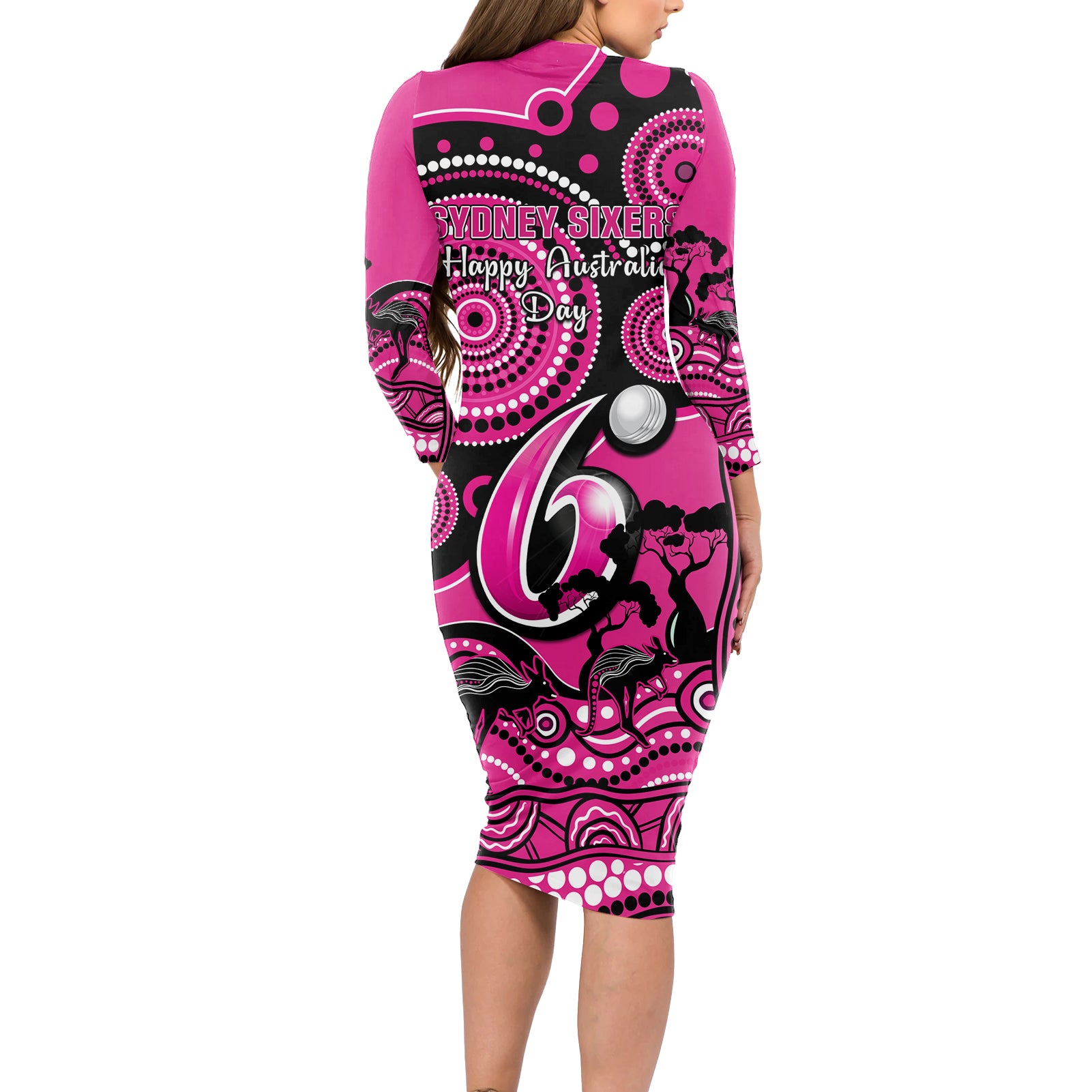 sydney-sixers-cricket-long-sleeve-bodycon-dress-happy-australia-day-aboriginal-art