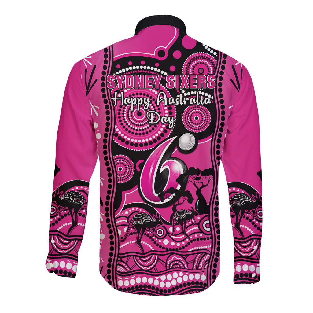 Sydney Sixers Cricket Long Sleeve Button Shirt Happy Australia Day Aboriginal Art - Vibe Hoodie Shop