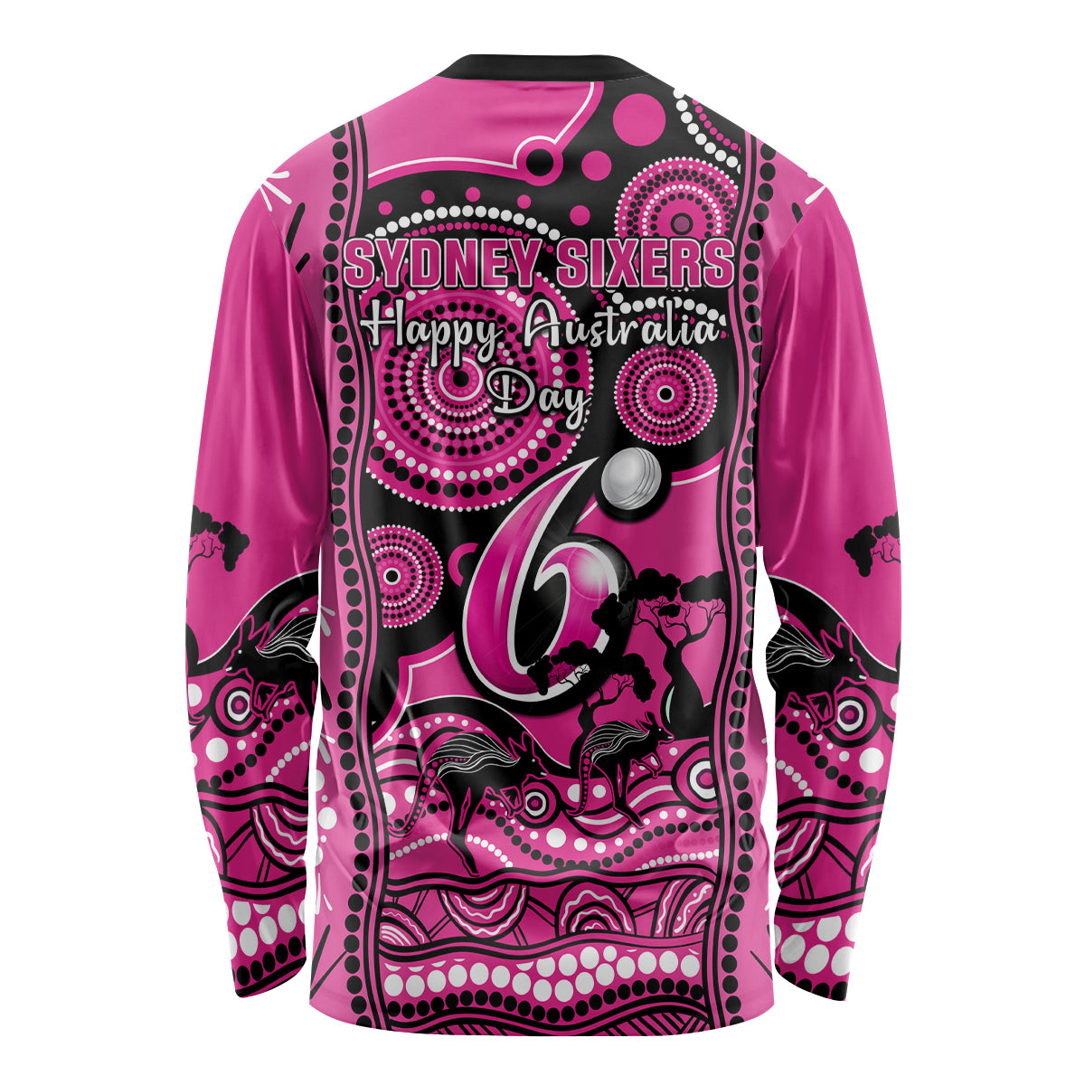 Sydney Sixers Cricket Long Sleeve Shirt Happy Australia Day Aboriginal Art - Vibe Hoodie Shop