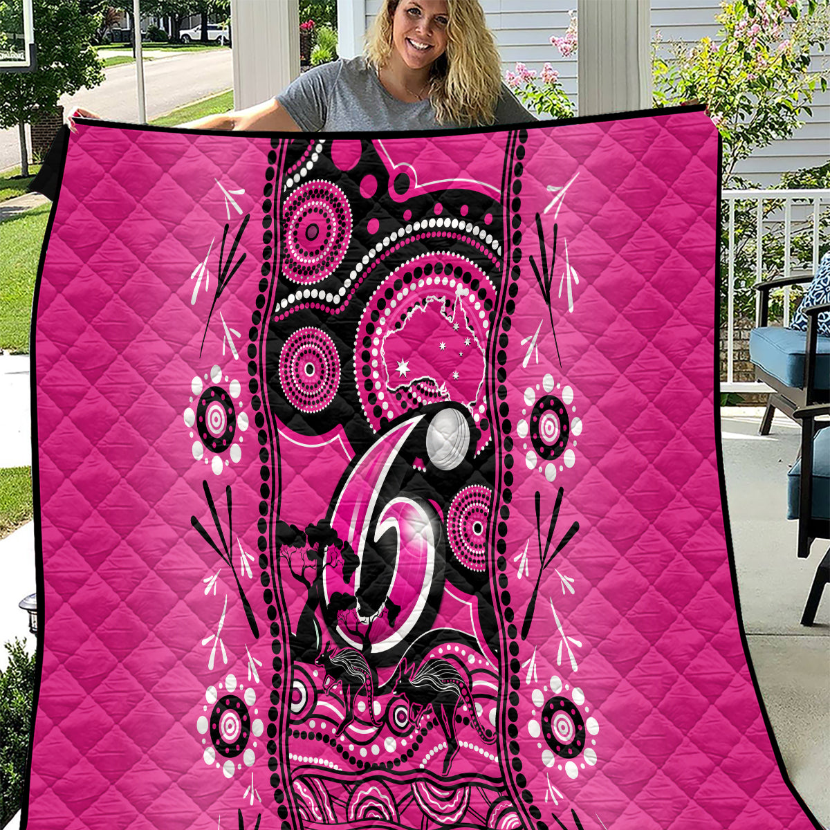 Sydney Sixers Cricket Quilt Happy Australia Day Aboriginal Art - Vibe Hoodie Shop