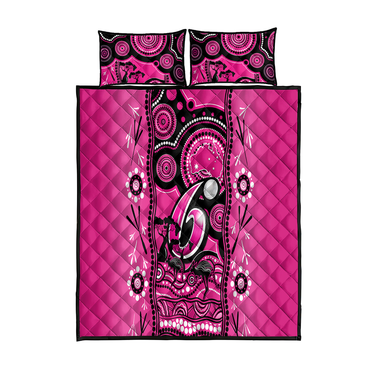 Sydney Sixers Cricket Quilt Bed Set Happy Australia Day Aboriginal Art - Vibe Hoodie Shop