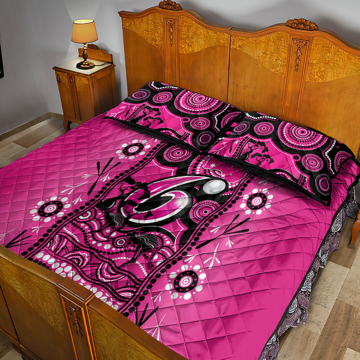 Sydney Sixers Cricket Quilt Bed Set Happy Australia Day Aboriginal Art - Vibe Hoodie Shop