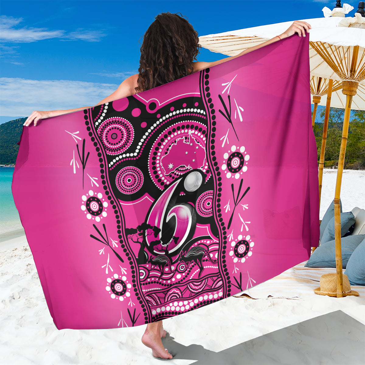 Sydney Sixers Cricket Sarong Happy Australia Day Aboriginal Art - Vibe Hoodie Shop