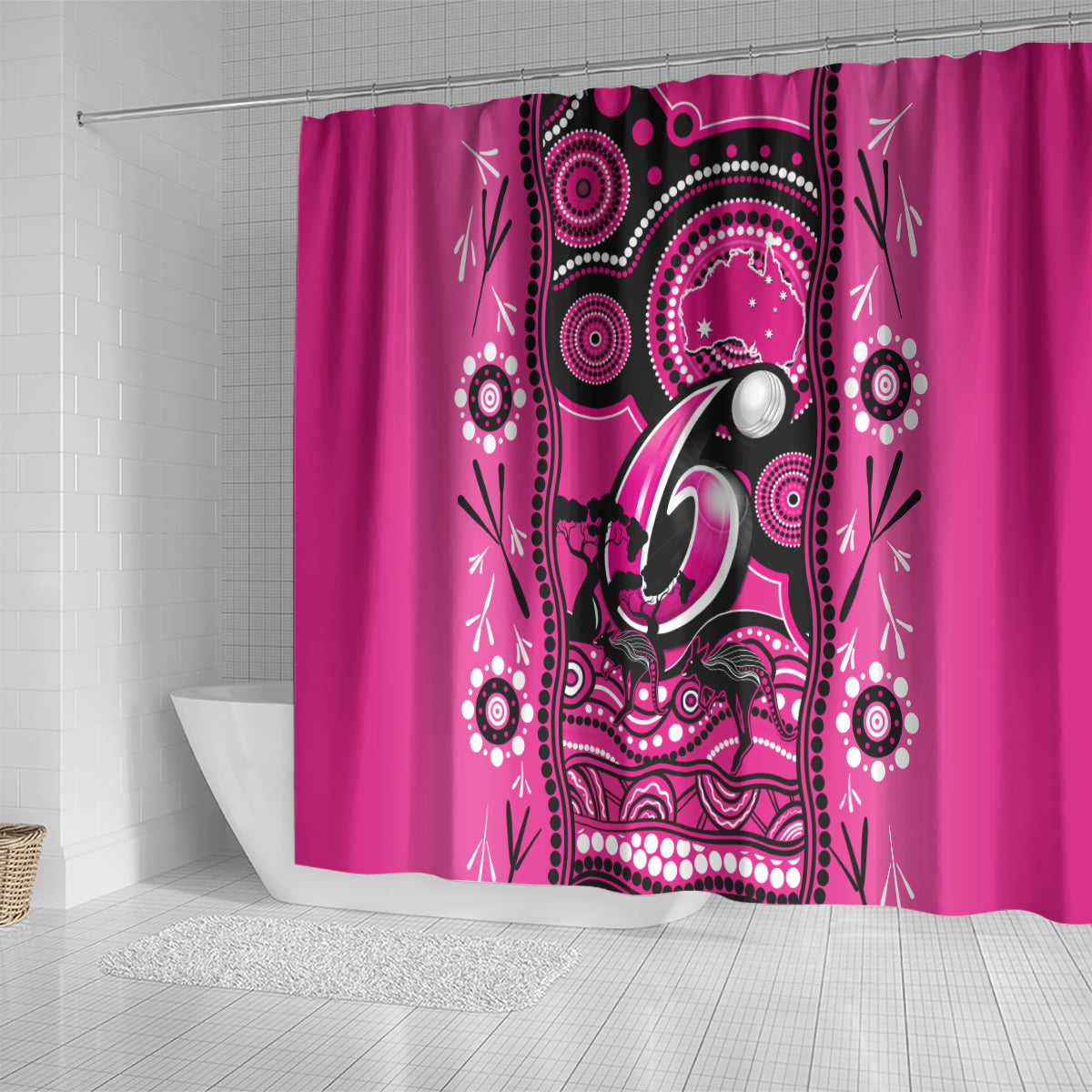 sydney-sixers-cricket-shower-curtain-happy-australia-day-aboriginal-art