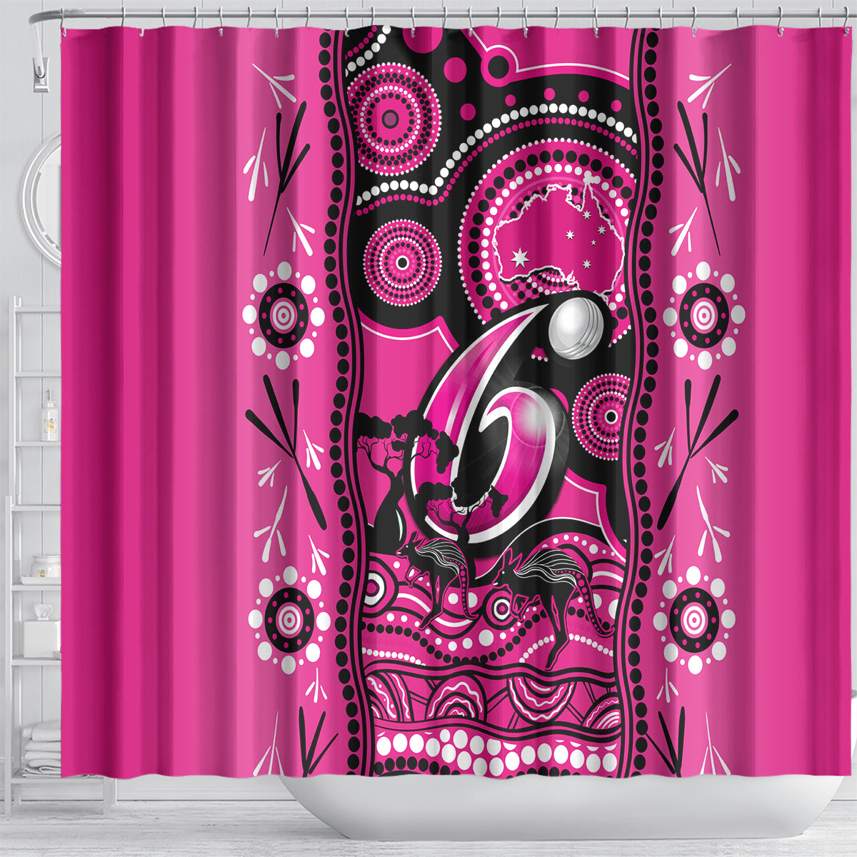 sydney-sixers-cricket-shower-curtain-happy-australia-day-aboriginal-art