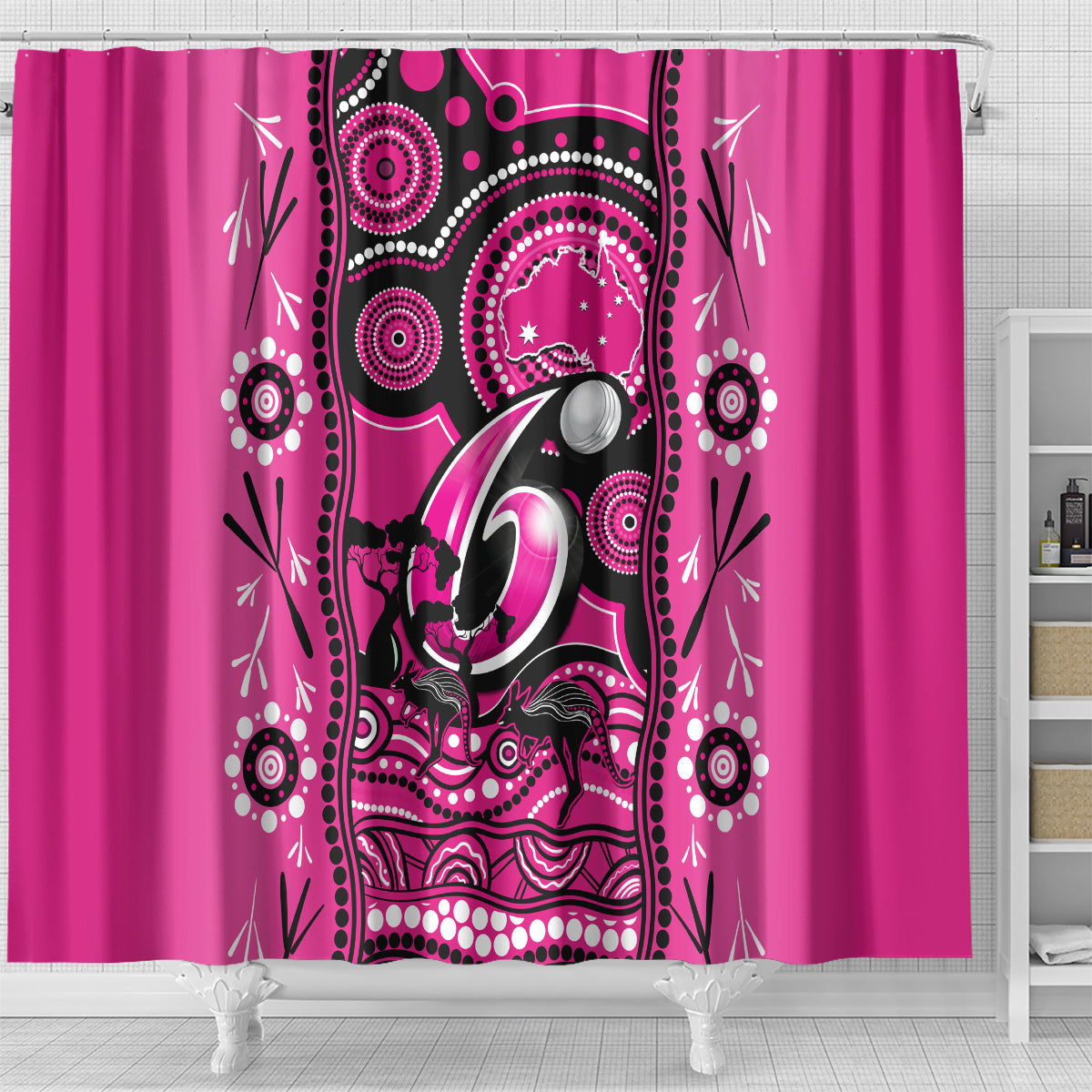 sydney-sixers-cricket-shower-curtain-happy-australia-day-aboriginal-art