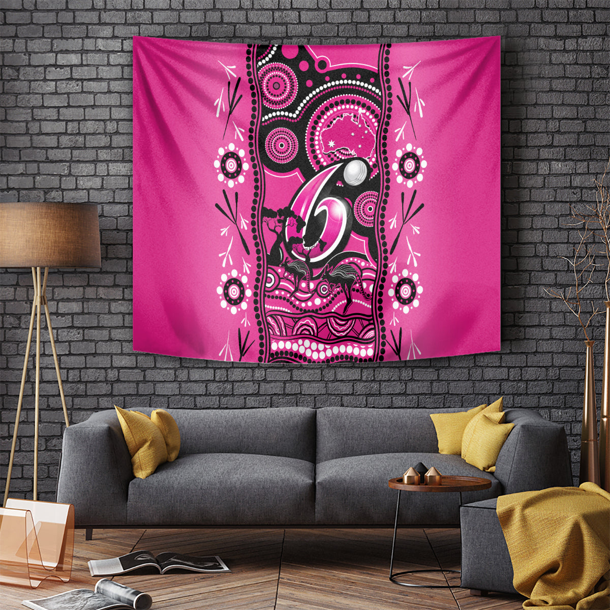 Sydney Sixers Cricket Tapestry Happy Australia Day Aboriginal Art - Vibe Hoodie Shop