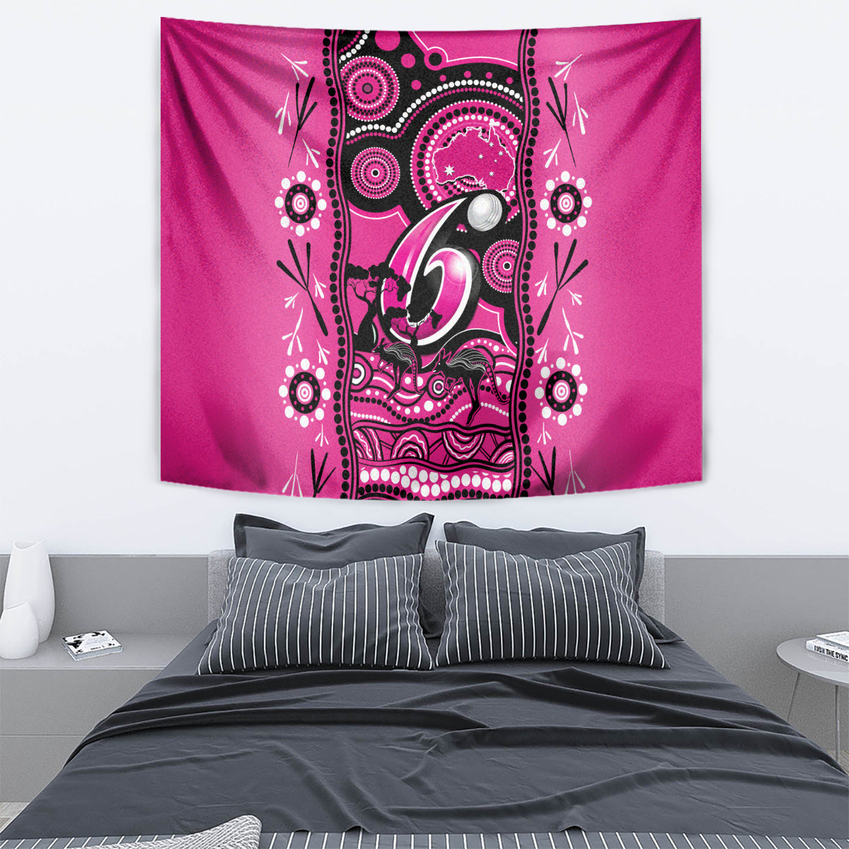 Sydney Sixers Cricket Tapestry Happy Australia Day Aboriginal Art - Vibe Hoodie Shop