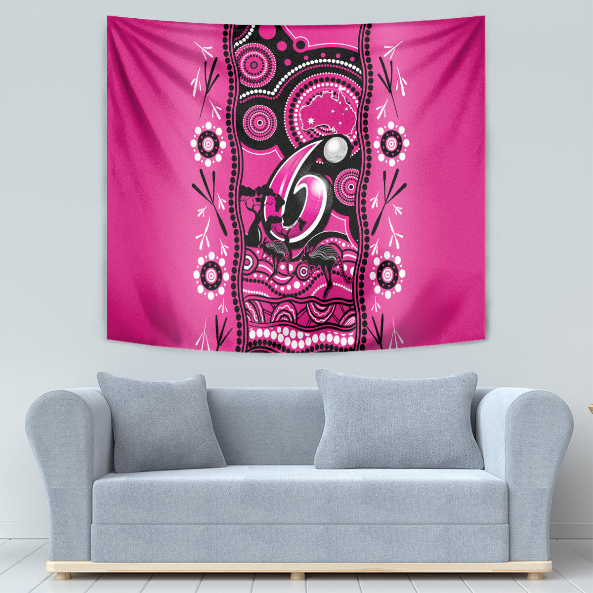 Sydney Sixers Cricket Tapestry Happy Australia Day Aboriginal Art - Vibe Hoodie Shop