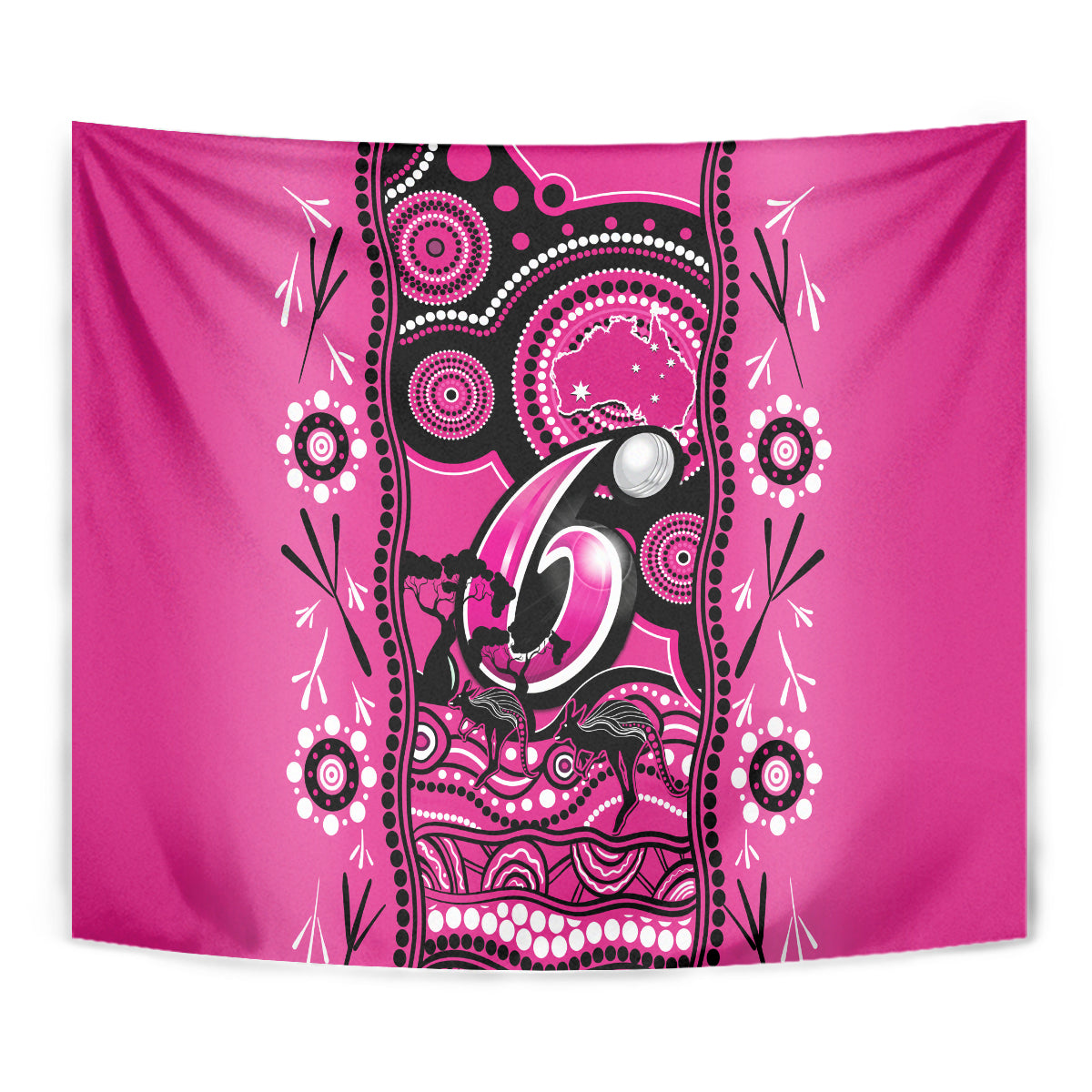 Sydney Sixers Cricket Tapestry Happy Australia Day Aboriginal Art - Vibe Hoodie Shop