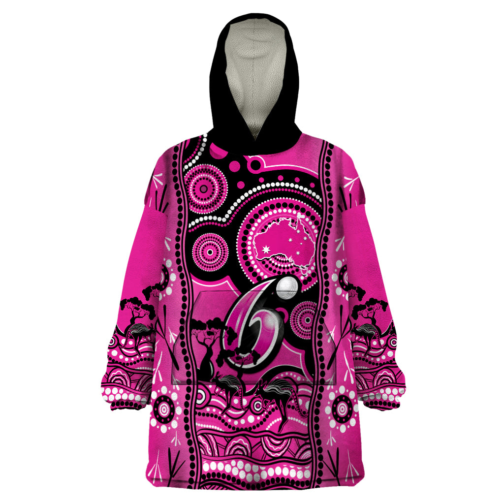 Sydney Sixers Cricket Wearable Blanket Hoodie Happy Australia Day Aboriginal Art - Vibe Hoodie Shop