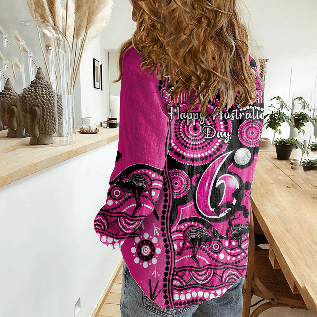 Sydney Sixers Cricket Women Casual Shirt Happy Australia Day Aboriginal Art - Vibe Hoodie Shop