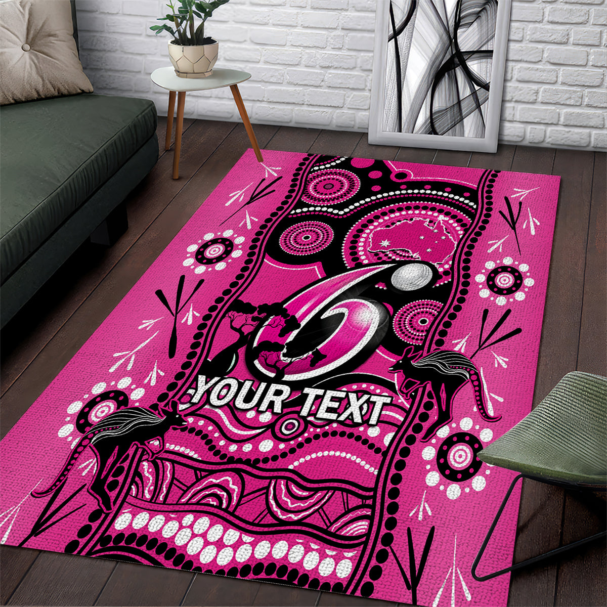 Custom Sydney Sixers Cricket Area Rug Happy Australia Day Aboriginal Art - Vibe Hoodie Shop