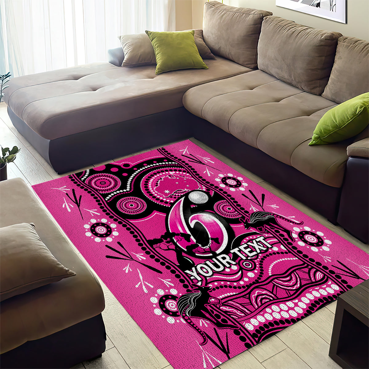 Custom Sydney Sixers Cricket Area Rug Happy Australia Day Aboriginal Art - Vibe Hoodie Shop