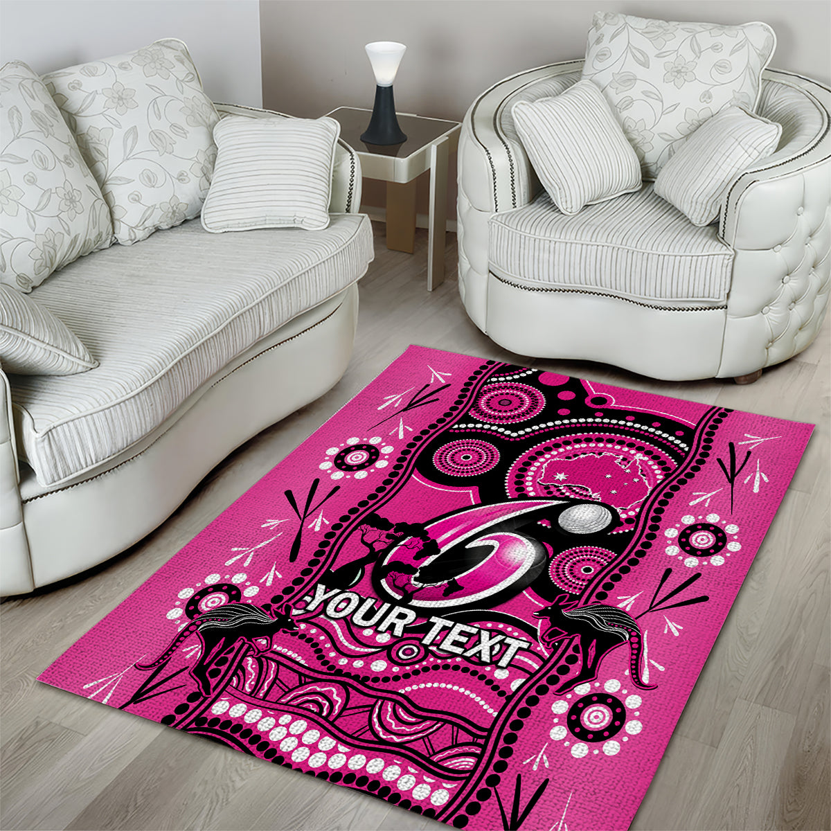 Custom Sydney Sixers Cricket Area Rug Happy Australia Day Aboriginal Art - Vibe Hoodie Shop