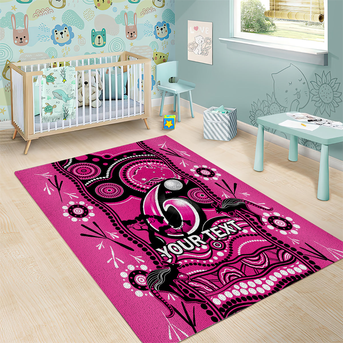 Custom Sydney Sixers Cricket Area Rug Happy Australia Day Aboriginal Art - Vibe Hoodie Shop