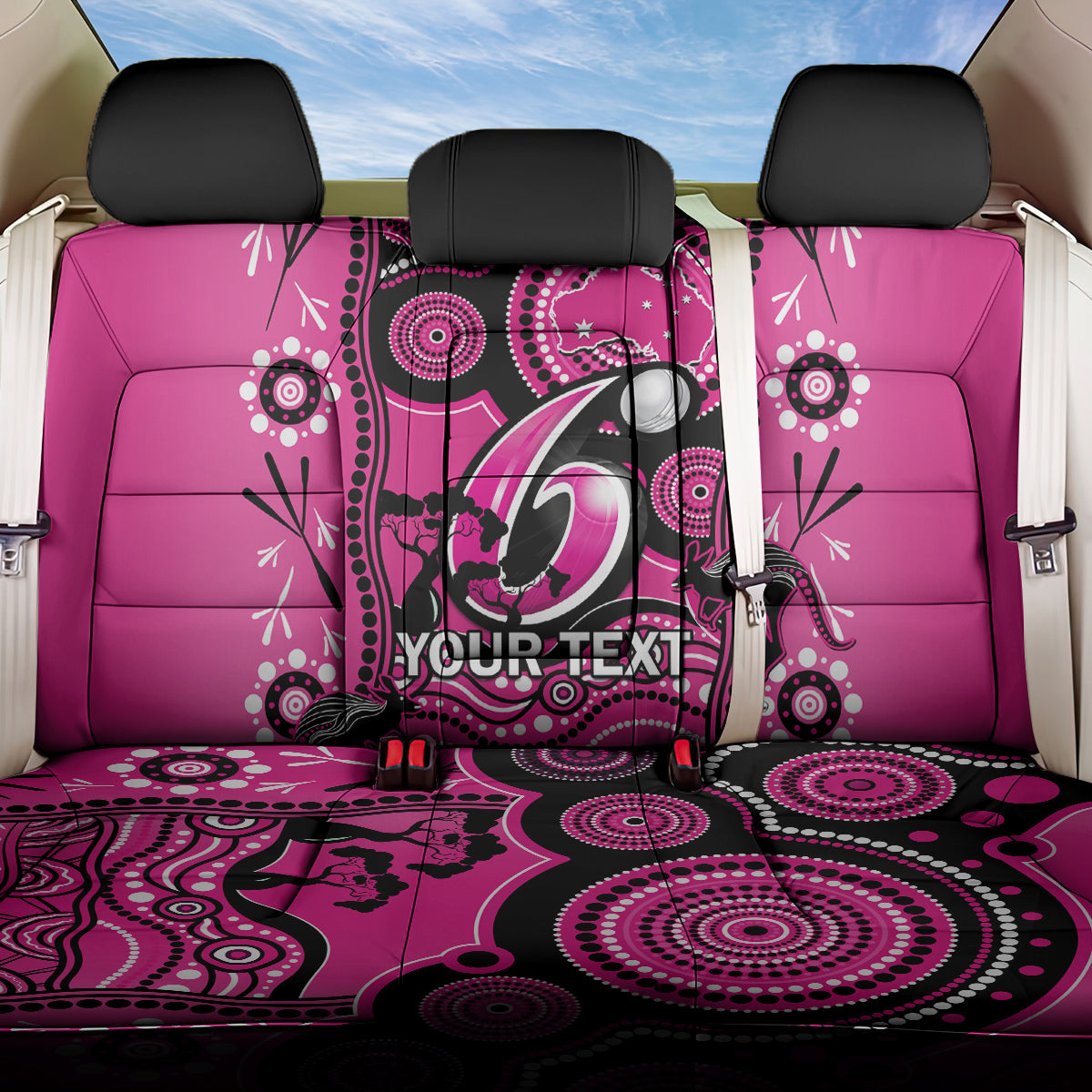 Custom Sydney Sixers Cricket Back Car Seat Cover Happy Australia Day Aboriginal Art LT14