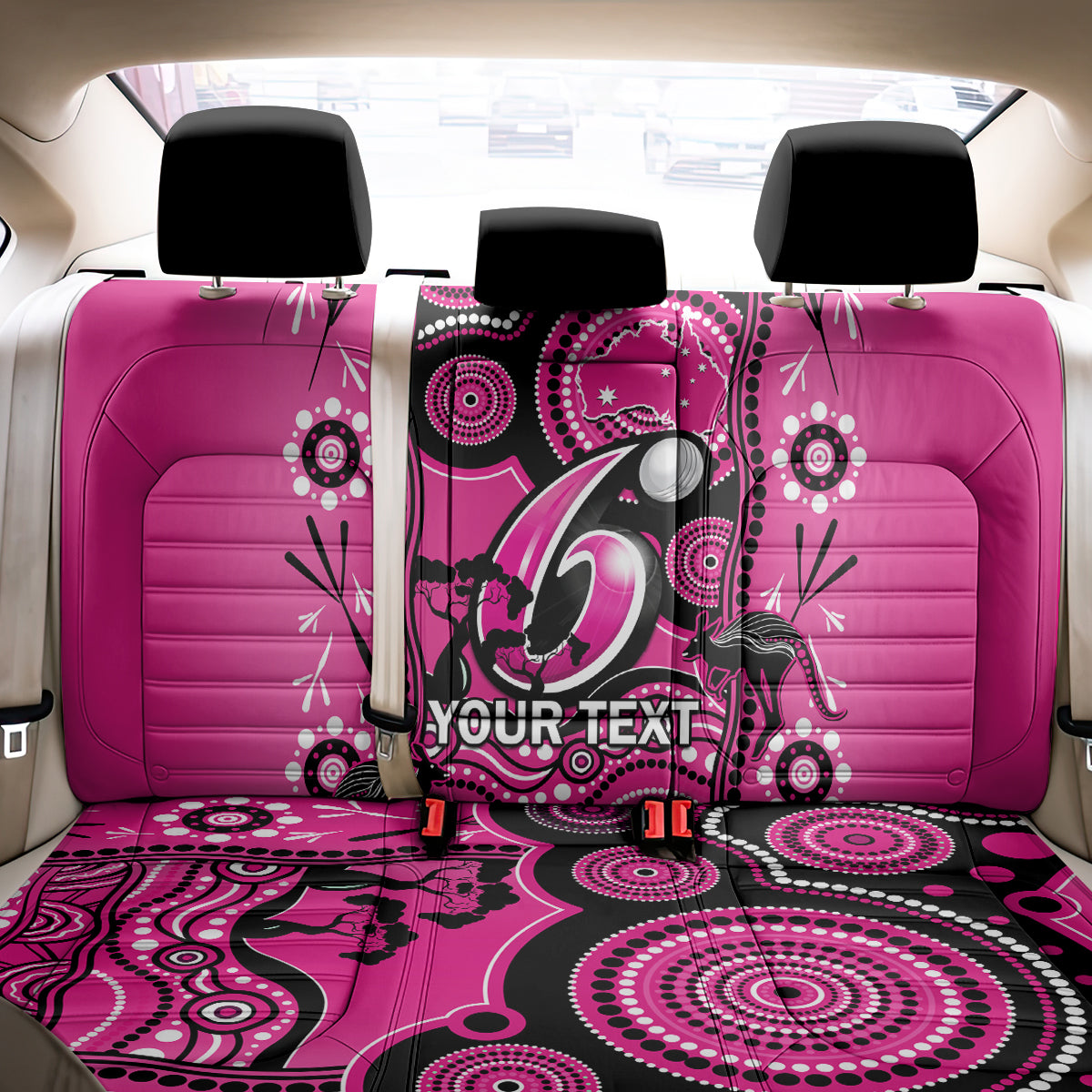 Custom Sydney Sixers Cricket Back Car Seat Cover Happy Australia Day Aboriginal Art LT14