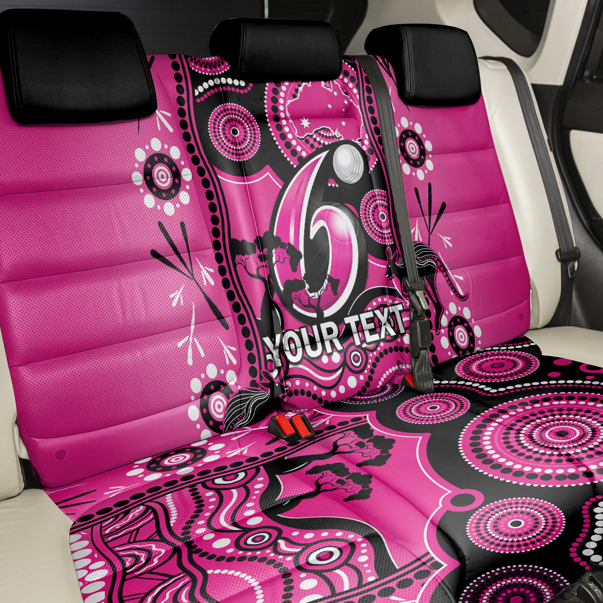 Custom Sydney Sixers Cricket Back Car Seat Cover Happy Australia Day Aboriginal Art LT14