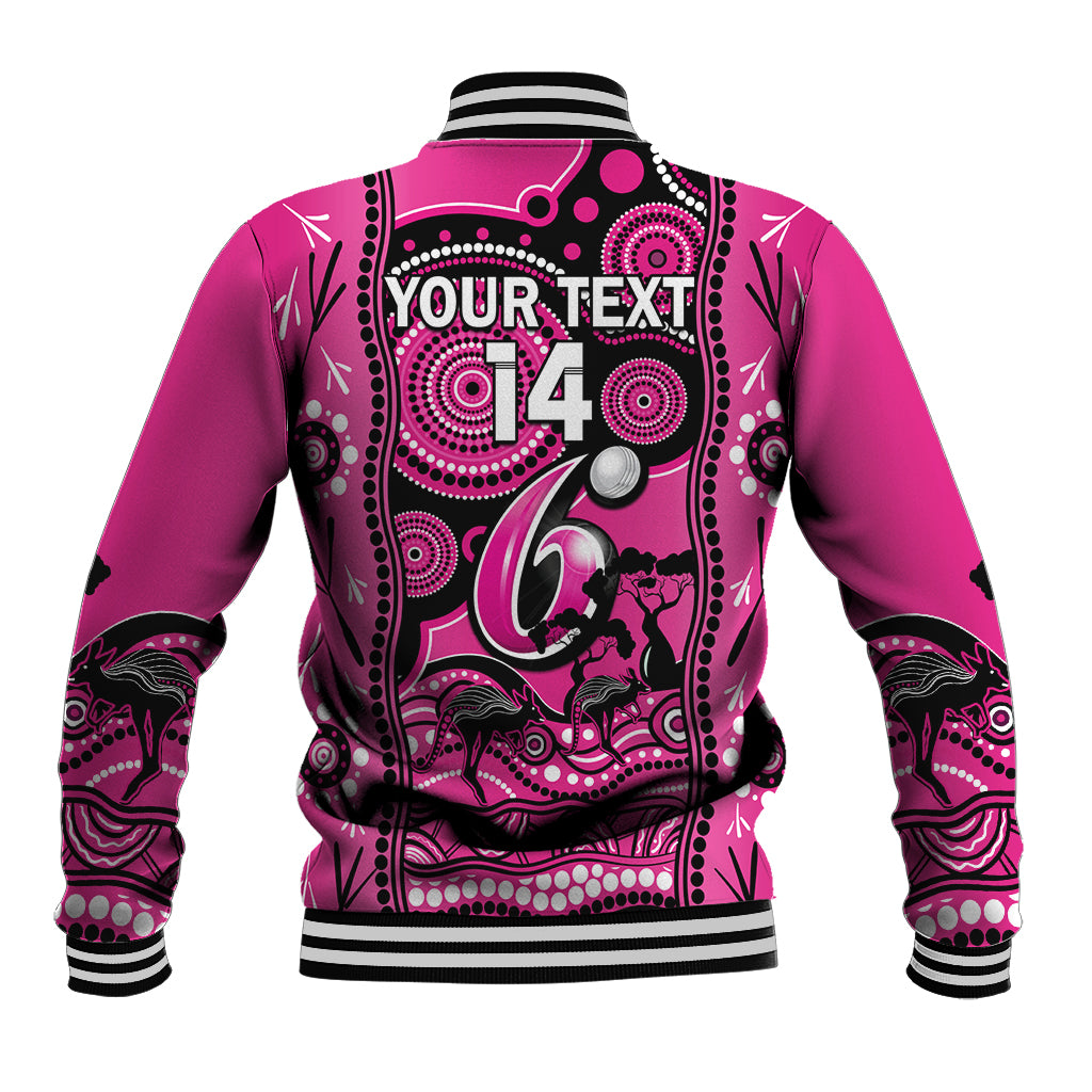 Custom Sydney Sixers Cricket Baseball Jacket Happy Australia Day Aboriginal Art - Vibe Hoodie Shop