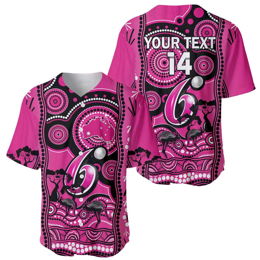 Custom Sydney Sixers Cricket Baseball Jersey Happy Australia Day Aboriginal Art - Vibe Hoodie Shop