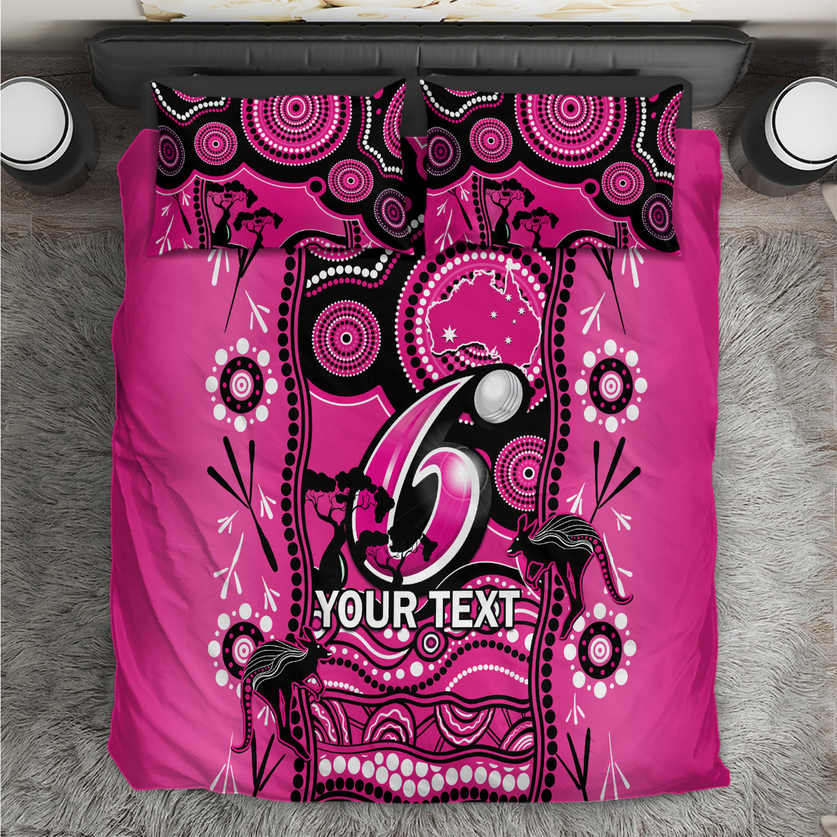 Custom Sydney Sixers Cricket Bedding Set Happy Australia Day Aboriginal Art - Vibe Hoodie Shop