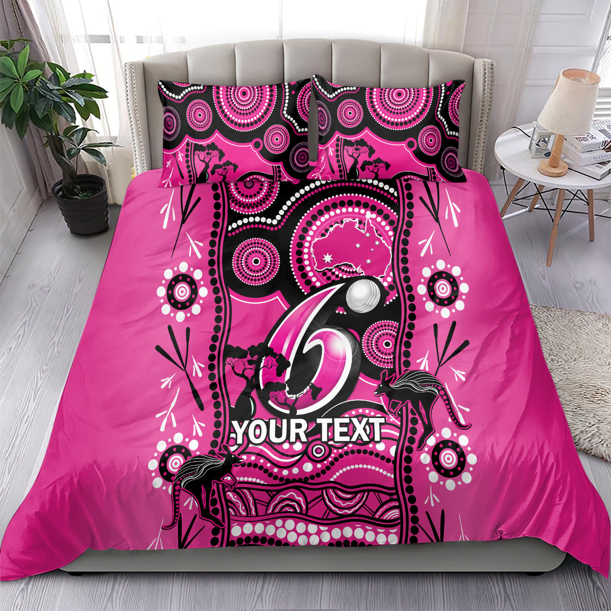 Custom Sydney Sixers Cricket Bedding Set Happy Australia Day Aboriginal Art - Vibe Hoodie Shop