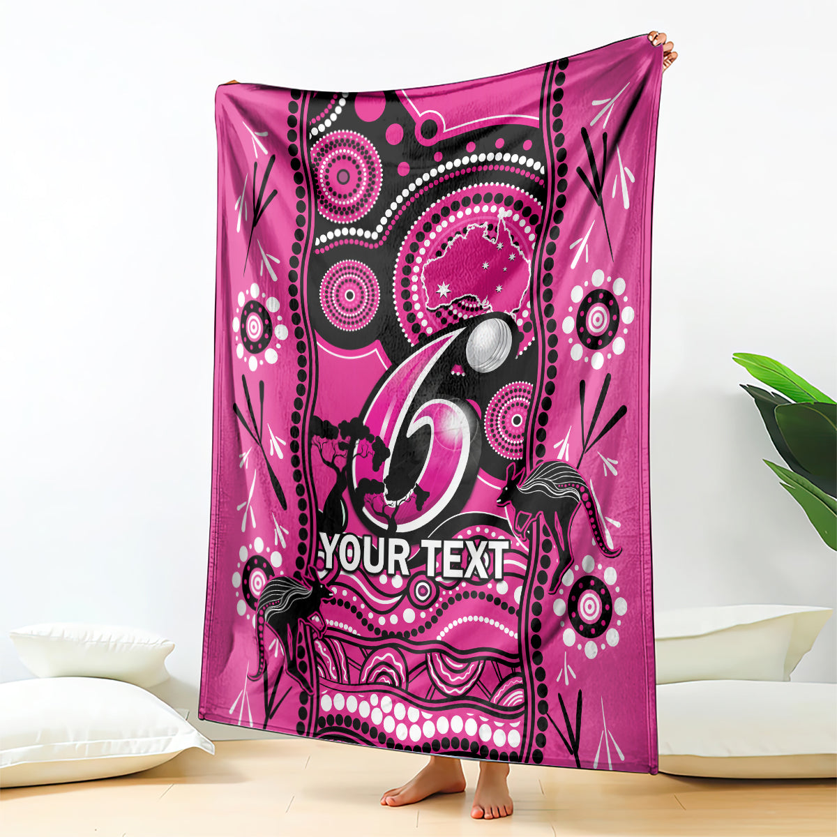 Custom Sydney Sixers Cricket Blanket Happy Australia Day Aboriginal Art - Vibe Hoodie Shop