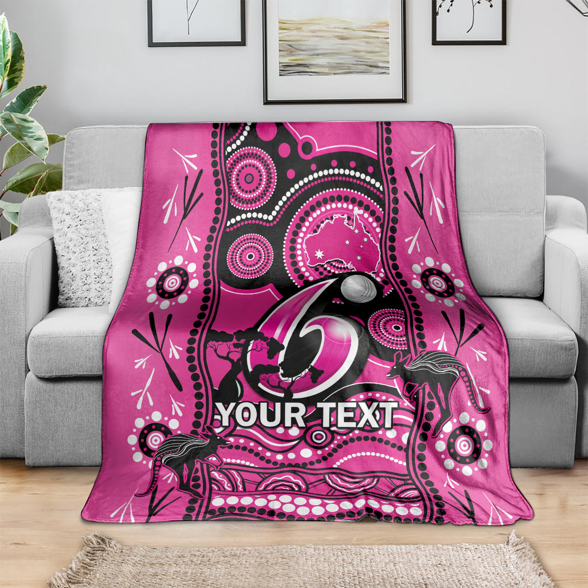 Custom Sydney Sixers Cricket Blanket Happy Australia Day Aboriginal Art - Vibe Hoodie Shop